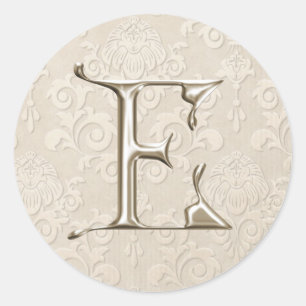 Silver Monogram Wedding Stickers - letter E