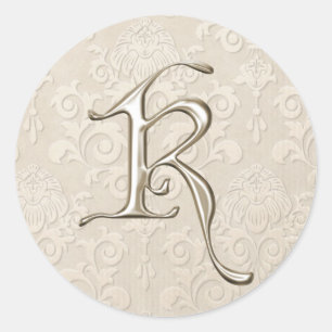 Silver Monogram Wedding Stickers - letter K