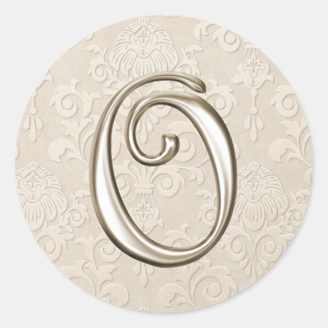 Silver Monogram Wedding Stickers - letter O (Front)