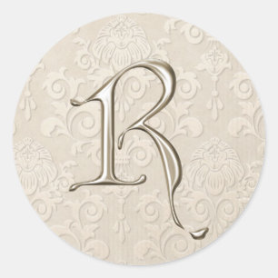 Silver Monogram Wedding Stickers - letter R