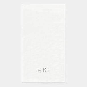 Silver Monogram White Elegant Wedding Napkin