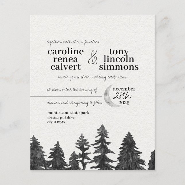 Silver Moon Budget Flyer Wedding Invitation (Front)