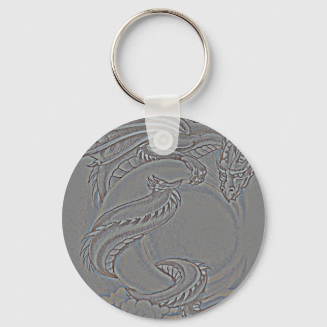 Silver Moon Dragon Key Ring (Front)