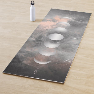 Silver Moon Phases, Pink & Grey Galaxy Yoga Mat