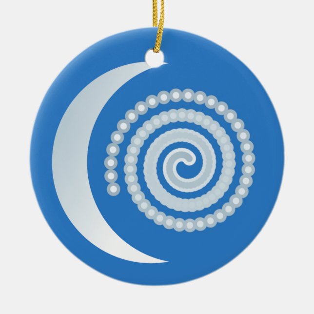 Silver Moon Spiral Ceramic Tree Decoration (Front)