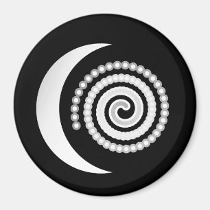Silver Moon Spiral on black Magnet