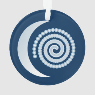 Silver Moon Spiral on dark blue Ornament