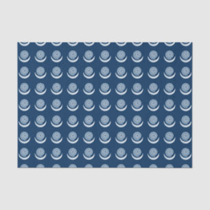 Silver Moon Spiral on dark blue Tissue Paper