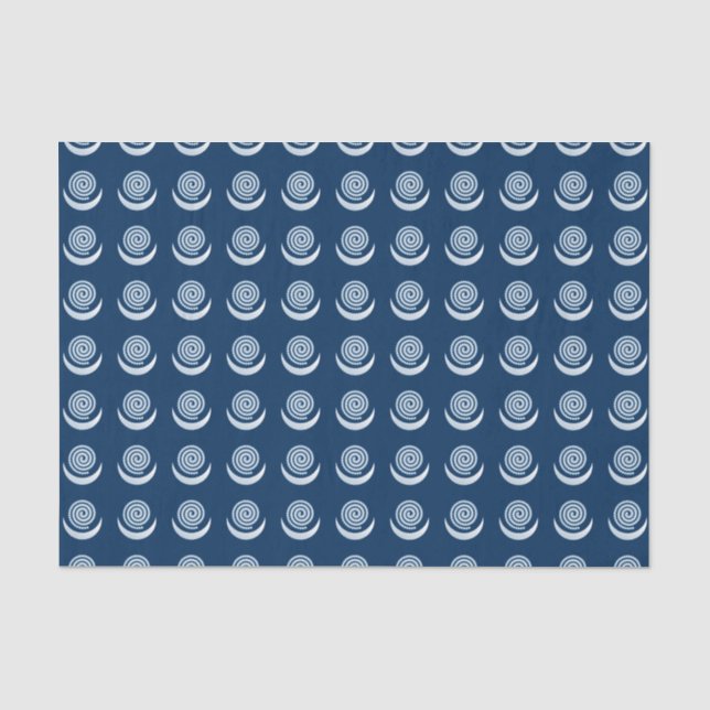 Silver Moon Spiral on dark blue Tissue Paper (Front)