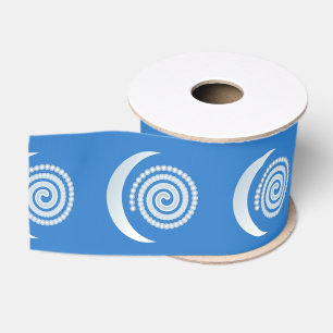 Silver Moon Spiral on deep blue Grosgrain Ribbon