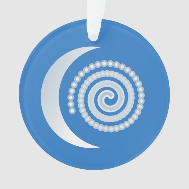 Silver Moon Spiral on deep blue Ornament (Front)