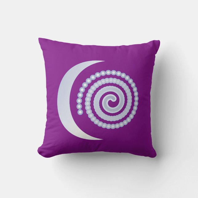 Silver Moon Spiral on purple Cushion (Front)