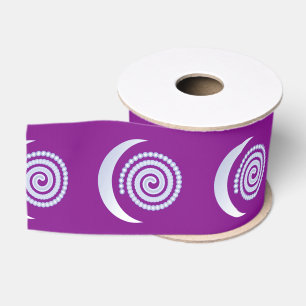 Silver Moon Spiral on purple Grosgrain Ribbon