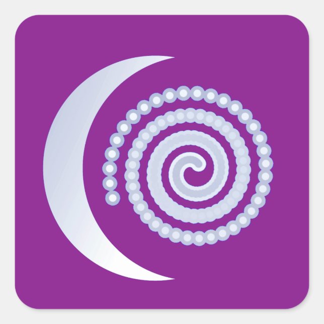 Silver Moon Spiral on purple Square Sticker (Front)