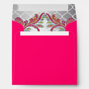 Silver Moroccan Tile Pattern Pink Paisley Inside Envelopes