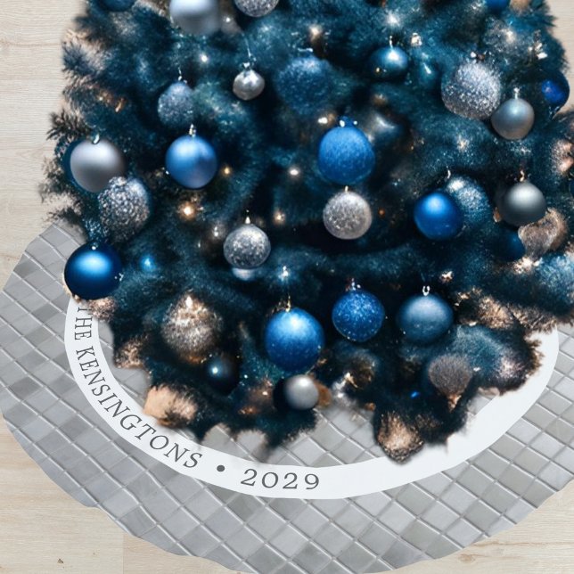Silver Mosaic Festive Winter Family Decor Brushed Polyester Tree Skirt (Custom Disco-Themed Christmas Tree Skirt)