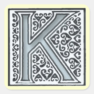 silver mosaic tiles monogram - square sticker