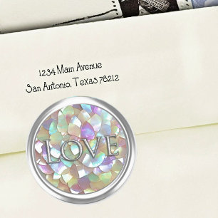 Silver Mother of Pearl Envelope Seal Love