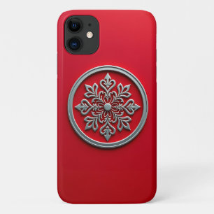 Silver Motif Circle on Red Case-Mate iPhone Case