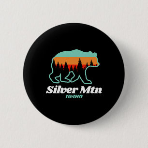 Silver Mountain Idaho Skiing Snowboarding Bear 6 Cm Round Badge