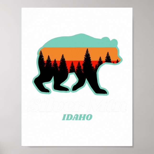 Silver Mountain Idaho Skiing Snowboarding Bear  Poster (Front)