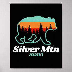 Silver Mountain Idaho Skiing Snowboarding Bear Poster