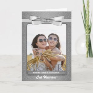 Silver Mrs & Mrs Lesbian Gay Wedding Reception Invitation