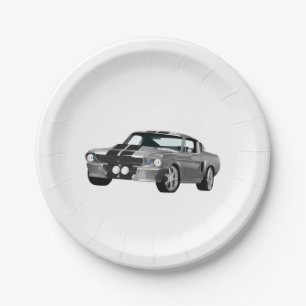 Silver Muscle Car Paper Plate