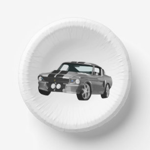 Silver Muscle Car Paper Plate