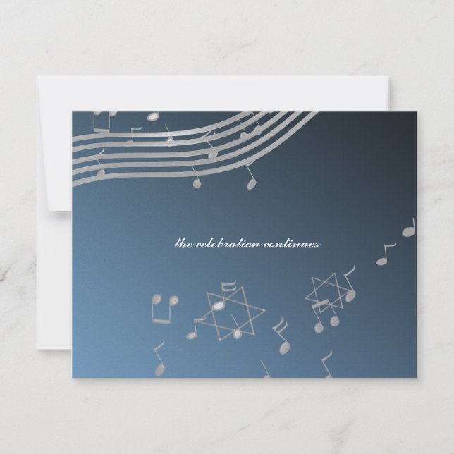 Silver Music Bar Mitzvah/ Reception Card (Front)
