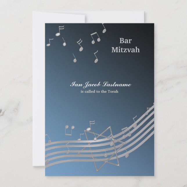 Silver Music in the air Invitation (Front)