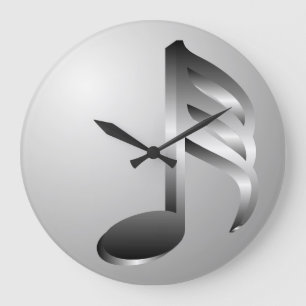Silver Music Note Wall Clock