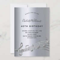 Silver music notes birthday