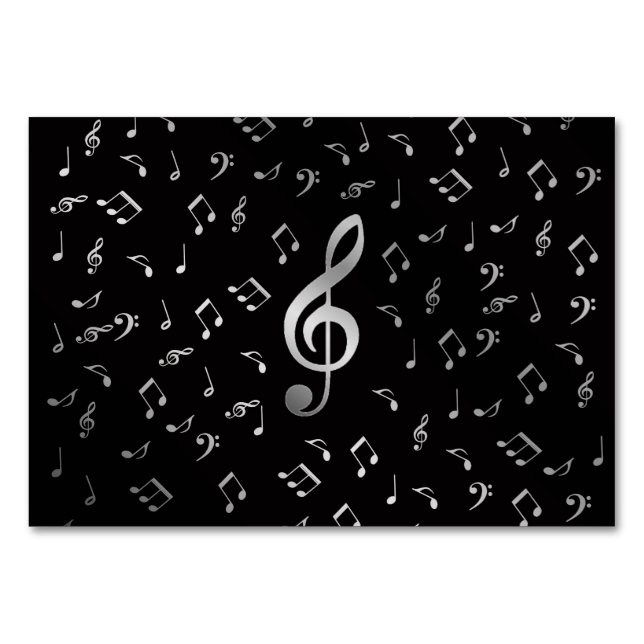 silver music notes table number (Back)