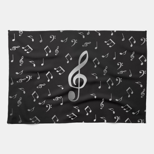 silver music notes tea towel (Horizontal)