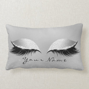 Silver Name Princess Beauty Lashes Glitter Makeup Lumbar Cushion