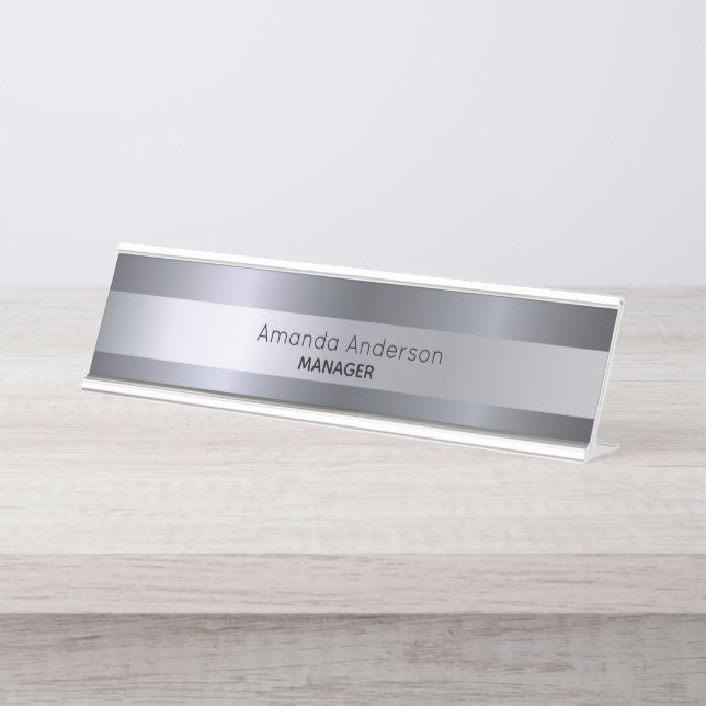 Silver name title desk name plate (Front)