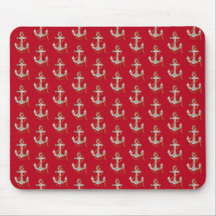 silver nautical anchor with rope mouse pad