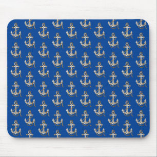 silver nautical anchor with rope mouse pad