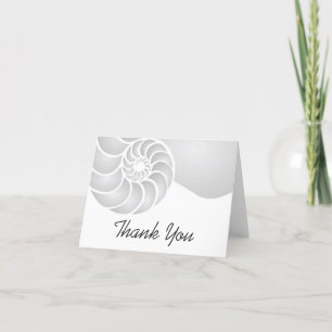 Silver Nautilus Shell Coastal Thank You Note
