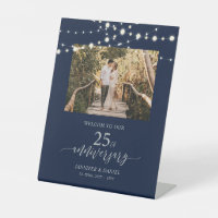 Silver & Navy 25th Wedding Anniversary Welcome Foa
