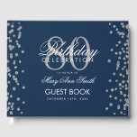 Silver Navy 80th Birthday Party Glitter Confetti Guest Book<br><div class="desc">Elegant 80th Birthday Party Silver Glitter Confetti Navy Blue template.</div>