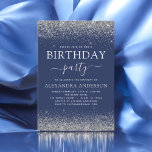 Silver Navy Blue Any Age Birthday Modern Glitter Invitation<br><div class="desc">Silver and Navy Blue Glitter Custom Any Age (13th, 16th, 18th, 21st, 30th, 40th, 50th, 60th) Adult Birthday Party Invitation . This is the perfect (thirteen, sixteen, eighteen, twenty one, thirty, forty, fifty or sixty) Fun and Trendy Birthday Invitation for a Modern Elegant Sparkle Girly Birthday Party. Please contact the...</div>