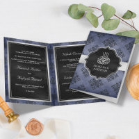 Silver Navy Blue Black Damask Muslim Wedding