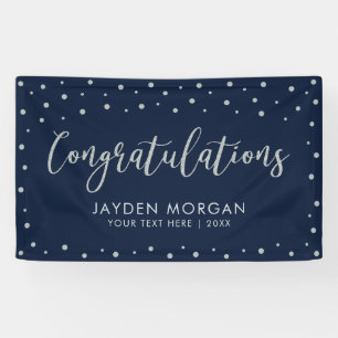 Silver & Navy Blue Congratulations Party Event Banner