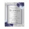 Silver navy blue floral wedding invitation