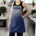 Silver Navy Blue Glitter Girly Monogram Name<br><div class="desc">Silver and Navy Blue Sparkle Glitter Brushed Metal Monogram Name Apron. This makes the perfect sweet 16 birthday,  wedding,  bridal shower,  anniversary,  baby shower or bachelorette party gift for someone that loves glam luxury and chic styles.</div>