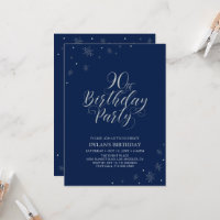 Silver & Navy Blue Sparkle 90th Birthday Party