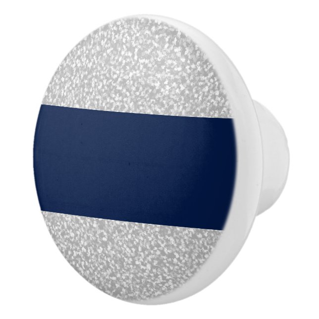 Silver & Navy Ceramic Furniture Cabinet Knobs (Right)