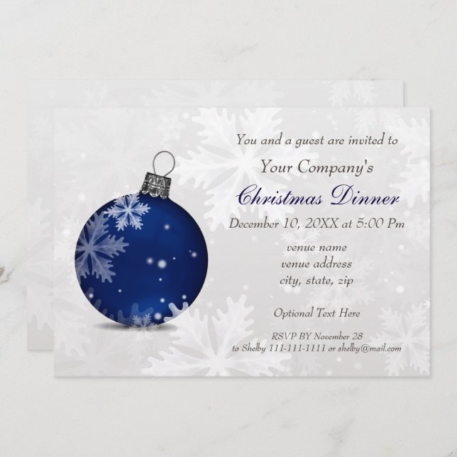 Silver Navy Corporate Holiday party Invitation (Front/Back)